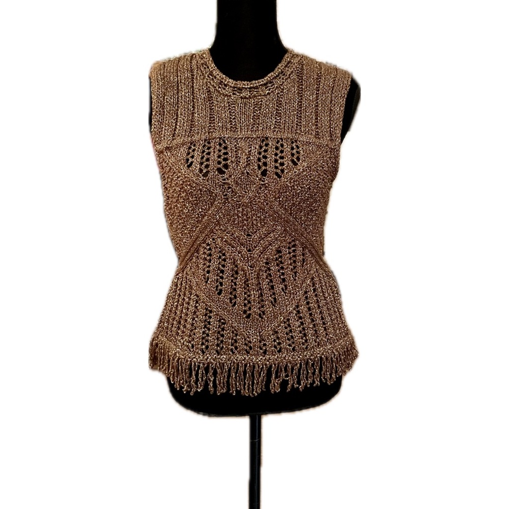 NWT Anthropologie Pilcro Metallic Brown Sleeveless Sweater